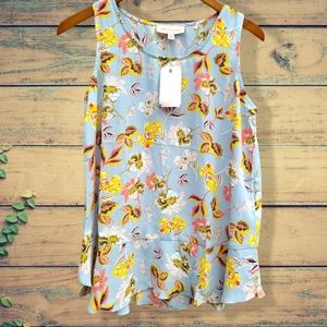 🍂NWT🍂 Philosophy Floral Sleeveless Blouse With Petal Hem Size XS